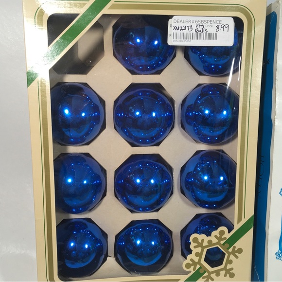 Vintage Pyramid  & Holly Blue Glass Decorative Christmas Ball Ornaments 53 total - Picture 2 of 10